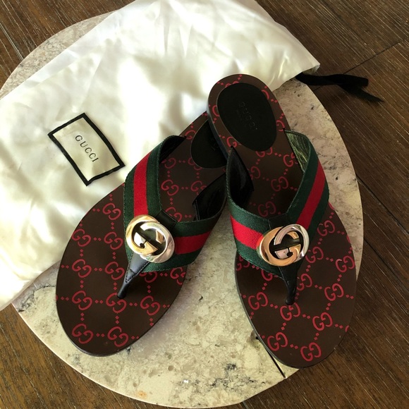 gucci kika gg web flip flop